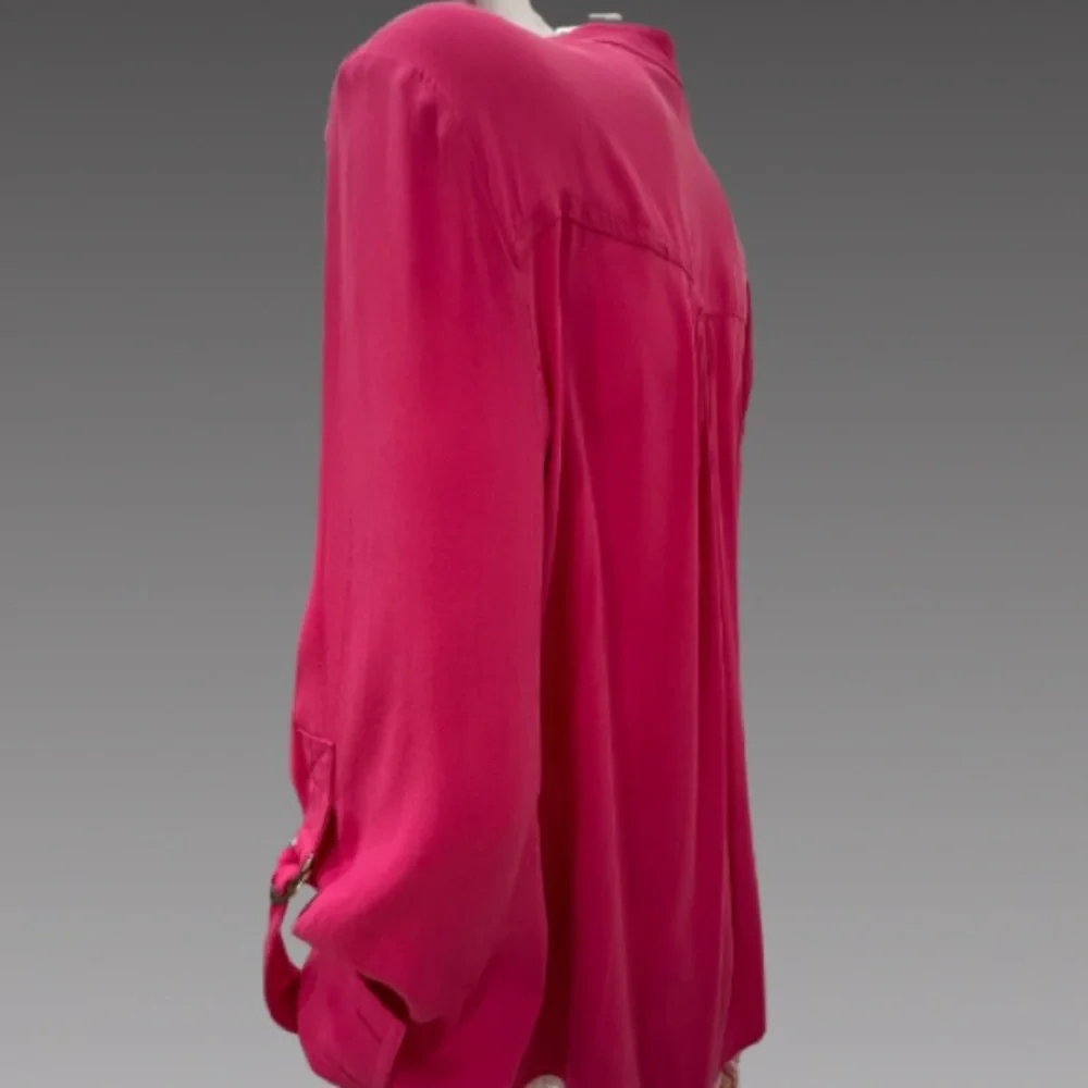 Cache Fuchsia Button-Up Silk Blouse - Picture 4 of 7